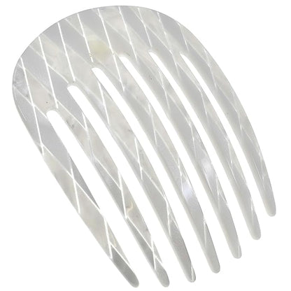 Camila Paris CP3408 French Hair Side Comb Rounded, Nacro White, Handmade French Twist Hair Combs, Strong Hold Hair Clips for Women Bun Chignon, No Slip Styling Girls Hair Accessories Made in France