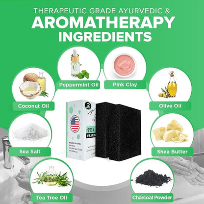 iHeart All Natural Antifungal Soap (2 Packs) Infused with Tea Tree Oil and Charcoal, Refreshing Peppermint Essential Oil Scent - Deep Cleanses, and Hydrates - Perfect for Achieving a Radiant Skin