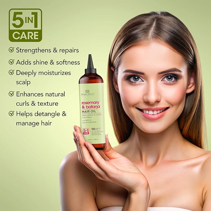 Botanic Hearth Rosemary & Batana Oil for Hair Growth (6.7 fl oz) | Revitalizing and Strengthening Hair Treatment for Fuller, Healthier-Looking Hair | Paraben Free | Suitable for All Hair Types