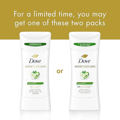 Dove Advanced Care Anti Deo Stick Cool Essentials Pack of 12 for helping your skin barrier repair after shaving 72 h odor control and all-day sweat protection with Pro Ceramide Technology 2.6 oz