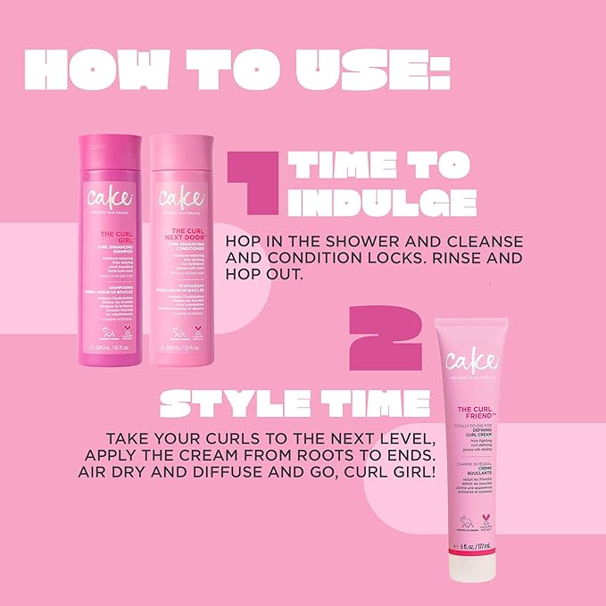 Cake Beauty Curl Friend Defining Curl Cream - Bounce Curly Hair Styling Product & Anti Frizz Control Heat Protectant for Hair Detangler – Cruelty Free & Vegan (Pack of 2)