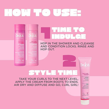 Cake Beauty Curl Friend Defining Curl Cream - Bounce Curly Hair Styling Product & Anti Frizz Control Heat Protectant for Hair Detangler – Cruelty Free & Vegan (Pack of 2)