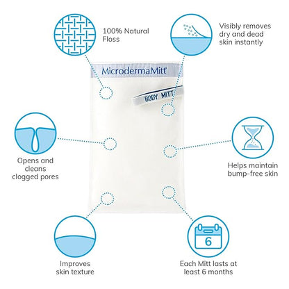 MicrodermaMitt Deep Exfoliating Mitt for Shower - Premium Dead Skin Remover & Exfoliator Body Scrubber - Turkish Kese Glove for Keratosis Pilaris - Natural Skin Care for Smooth, Radiant Results