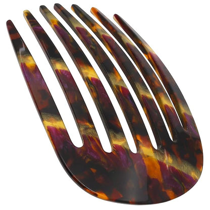 Camila Paris CP3400 French Hair Side Comb Rounded, Purple Gold, Handmade French Twist Hair Combs, Strong Hold Hair Clips for Women Bun Chignon, No Slip Styling Girls Hair Accessories Made in France