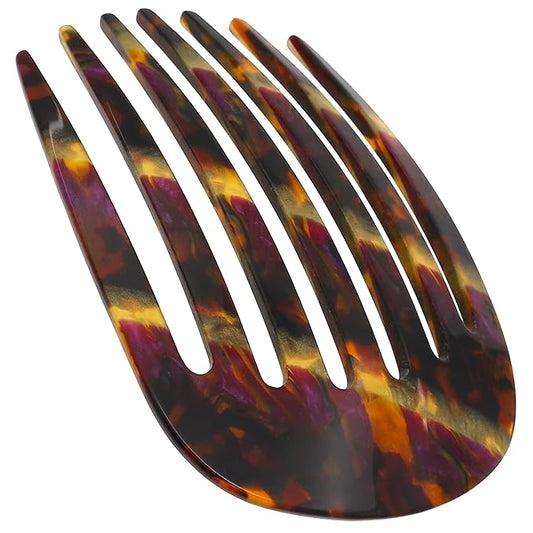 Camila Paris CP3400 French Hair Side Comb Rounded, Purple Gold, Handmade French Twist Hair Combs, Strong Hold Hair Clips for Women Bun Chignon, No Slip Styling Girls Hair Accessories Made in France