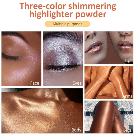 evpct 3Pcs Glitter Highlighter Powder Stick Make up Shimmer Stick