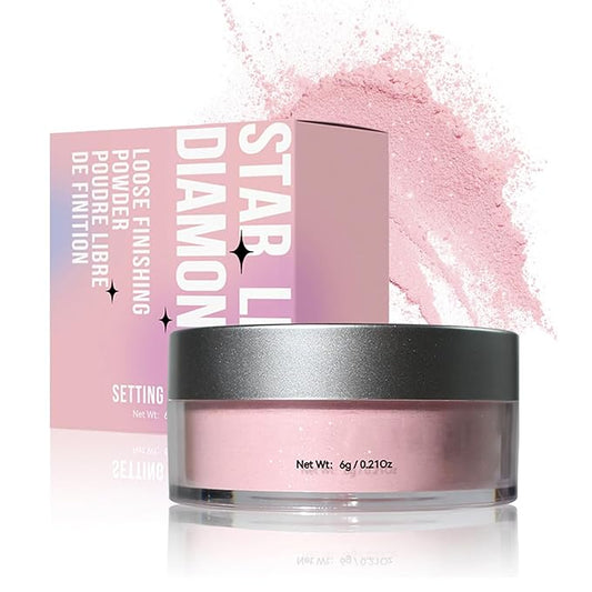 Pink Translucent Setting Powder Shimmer Glitter Loose Setting Skin Tones