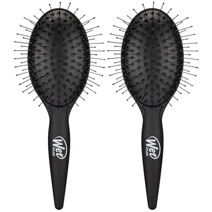 Wet Brush Easy Blowout Detangling Hair Brush, Black, Edgeless HeatFlex Bristles for Blow Dry, Ergonomic Soft-Touch Handle, Maximum Volume, Ceramic Coating Pad Smooths & Straightens (Pack of 2)