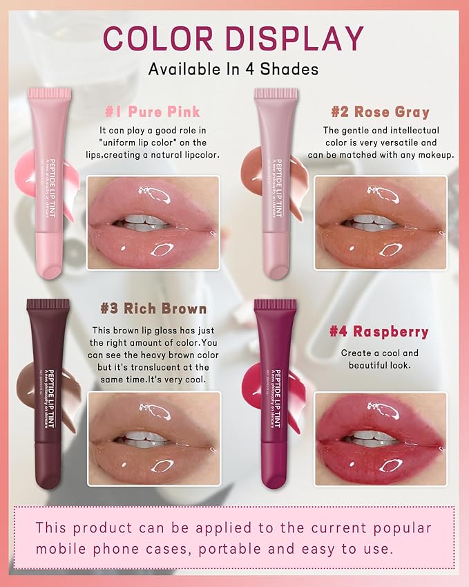 Tinted Lip Balm-2Pcs Rose-Gray Raspberry Peptide Hydrating Lip