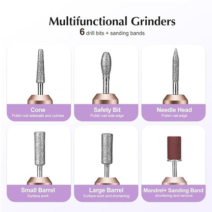 COSLUS Electric Nail Drill File Professional: for Acrylic Gel Dip Powder Nails Portable Nail Machine Kit Manicure Pedicure Tools Polishing Set with Nail Drill Bits Sanding Bands