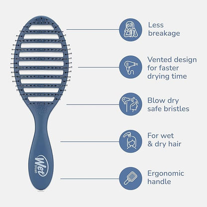 Wet Brush Speed Dry Hair Brush, Elemental Blue, Vented Design & Soft HeatFlex Bristles, Blow Dry Safe, Ergonomic Handle Manages Tangles & Uncontrollable Strands, Pain-Free Hair Accessories