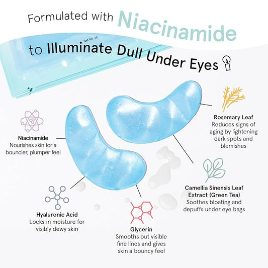 grace & stella Award Winning Under Eye Mask Reduce Dark Circles, Puffy Eyes, Undereye Bags, Wrinkles, Gel Under Eye Patches, Birthday Gifts for Women - Vegan Cruelty-Free Self Care (48 Pairs, Blue)