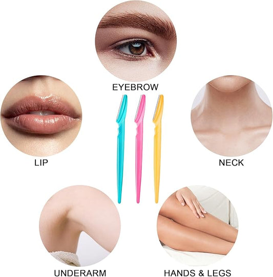 12 Pcs Eyebrow Razor, Multipurpose Exfoliating Dermaplaning Tool for Face, Facial and Eyebrow Shaper with Precision Cover for Women Men Use