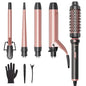 Wavytalk 5 in 1 Curling Iron Set with Curling Brush and 4 Interchangeable Ceramic Curling Wand (0.35"-1.25”), Instant Heat Up, Dual Voltage Hair Curler