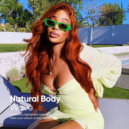 Ginger Wig Human Hair,13x6 HD Ginger Body Wave Lace Frontal Wigs Human Hair Pre Plucked With Baby Hair,210% Density Colored Orange Wig human hair for Women 28 Inch