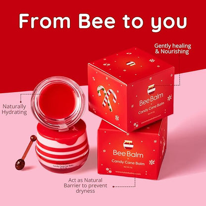 Original My Bee Balm Lip Balm - Candy Cane Hydrating Balm Honey Pot for Dry, Chapped & Cracked Lips with Propolis, Honey & Vitamin E - Soften, Smooth & Reduce Lip Lines