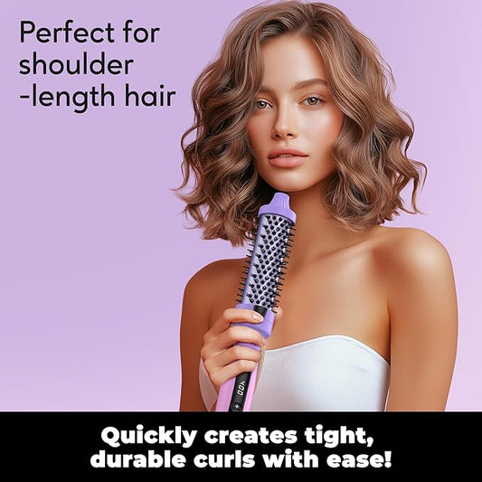 1.25-Inch Thermal Brush - Ceramic Ionic Heated Round Brush for 90's Full-Bodied Style, Volumizing, Smooth Hair & Natural Curls, Dual MCH Heating, Digital Display, 9 Temperature, Dual Voltage