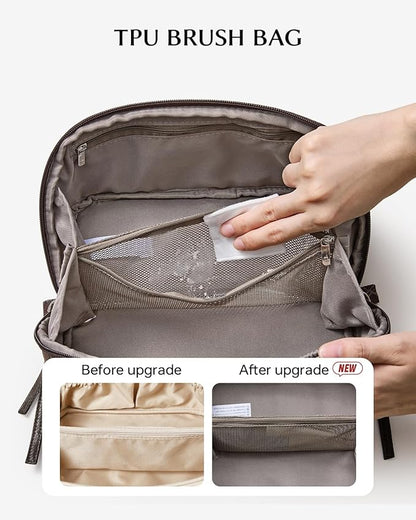 EACHY Travel Makeup Bag,Large Capacity Cosmetic Bags for Women,Waterproof Portable Pouch Open Flat Toiletry Bag Make up Organizer with Divider and Handle