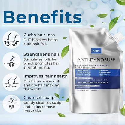 Anti Dandruff Shampoo Anti Fungal Dandruff Mens Shampoo | Medicated, Clarifying, Psoriasis & Biotin Shampoo w/Salicylic Acid | For Dry, Itchy, Flaky, Irritated Scalp & Hair