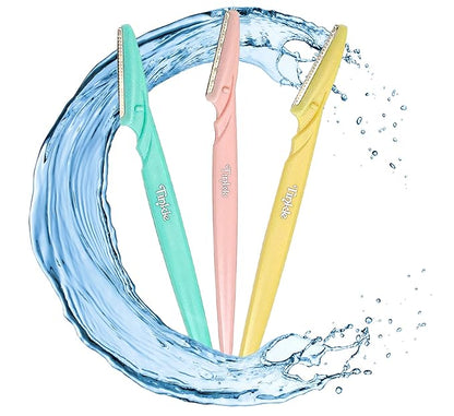 Tinkle Dermaplaning Tool 3ct, Dermaplane Razor for Women, Safe and Easy Peach Fuzz Remover, Eyebrow Trimmer with Protective Cover