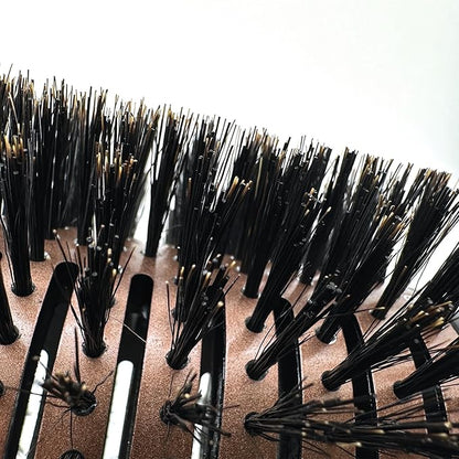 Phillips Brush Luxe Tourmaline Monster Vent 1 Professional Hair Brush (5” Diameter Barrel) - Vented Hairbrush Nylon Reinforced Boar Hair Bristles, Sleek Rose Gold & Black Color