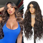 30 Inch Synthetic Lace Front Wig, 4X1 Glueless Pre-Cut Lace Wear and GO Synthetic Wavy Wig for Women Body Wave Middle Part, Beginner-Friendly for Daily Use (Skunk Stripe Brown)