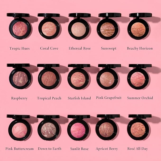 LAURA GELLER NEW YORK Baked Blush-n-Brighten Marbleized Blush + Angled Brush (03 Coral Cove, 47mm)