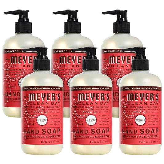 MRS. MEYER'S CLEAN DAY Hand Soap, Made with Essential Oils, Rhubarb 12.5 Fl Oz (Pack of 6)