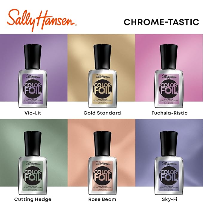Sally Hansen Color Foil, Steel A Kiss, Long Lasting, Opaque, Shimmery Silver Nail Polish