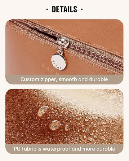 EACHY Travel Makeup Bag,Large Capacity Cosmetic Bags for Women,Waterproof Portable Pouch Open Flat Toiletry Bag Make up Organizer with Divider and Handle