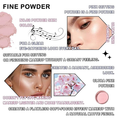 Pink Setting Powder,Oil Control Makeup Powder Shimmer Loose