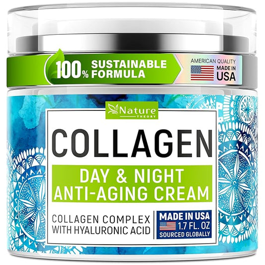 Collagen Cream for Face with Retinol & Hyaluronic Acid - Face Moisturizer for Women & Men - Skin Tightening Firming Cream - Anti Aging Face Wrinkle Cream, Day & Night Moisturizing Facial Cream - 1.7oz