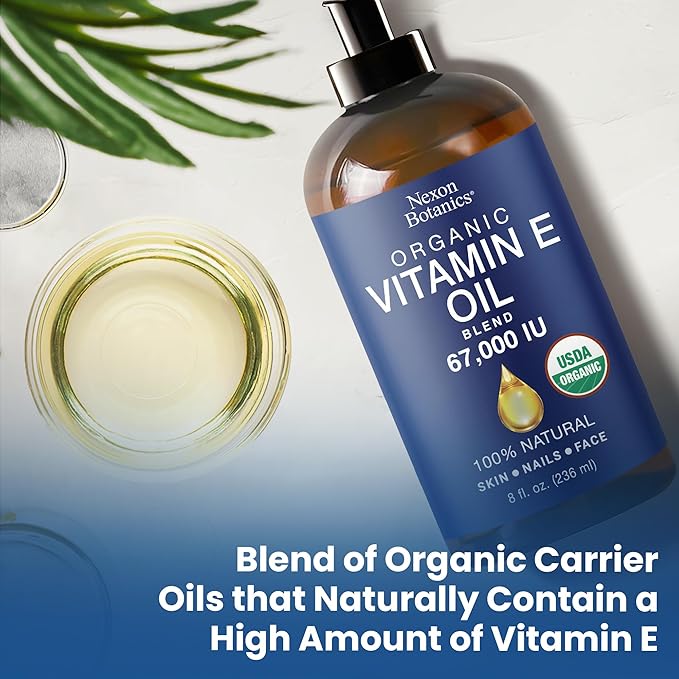 Organic Vitamin E Oil Blend 67,000 IU - 8 fl oz - Made from Pure, Natural Oils for Skin, Scars & Face - Aceite de Vitamina E - Nexon Botanics