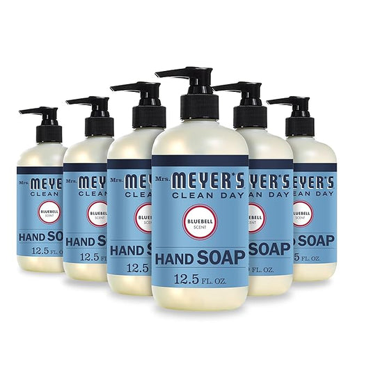 MRS. MEYER'S CLEAN DAY Hand Soap, Made with Essential Oils, Biodegradable Formula, Bluebell, 12.5 fl. oz - Pack of 6