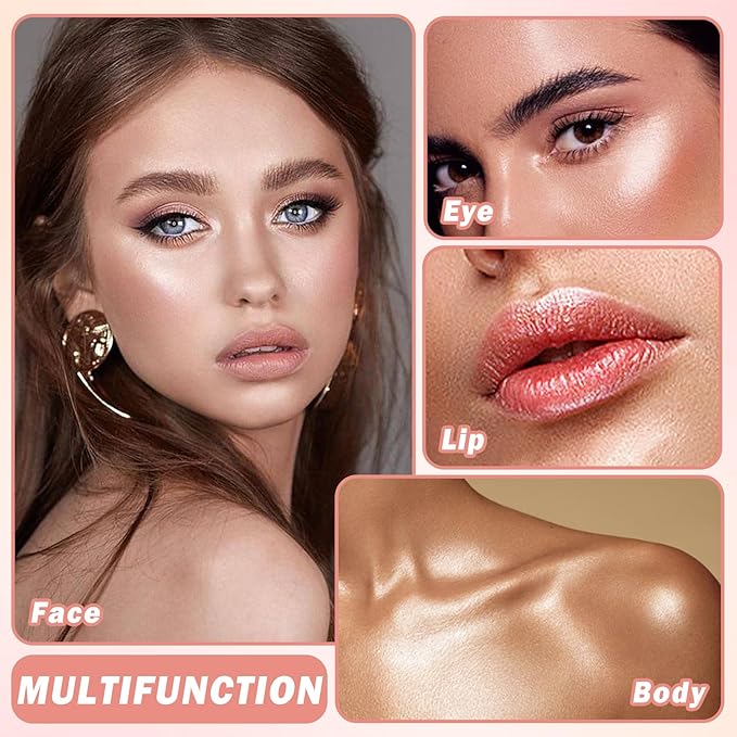 2PCS Fairy Pink Highlighter Makeup Palette Face Powder