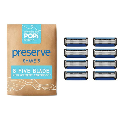 Preserve POPi Shave 5 Replacement Cartridges for Preserve POPi Shave 5 Razor (8 Count (Pack of 1))