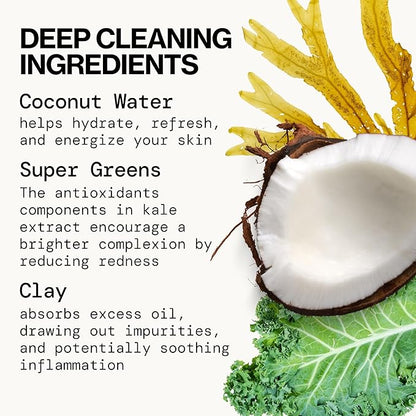 Pacifica Kale Detox Face Wash for Oily & Acne-Prone Skin, Deep Cleansing Facial Cleanser & Makeup Remover with Super Greens Kale, Seaweed & Clay, 5 fl oz –Clean Beauty, Vegan & Cruelty-Free