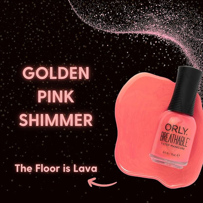 Orly Melting Point Nail Polish Collection | Golden Pink Shimmer | Long-Wearing, Full Coverage Formula with Gripper Cap | Vegan & Cruelty-Free (The Floor Is Lava)