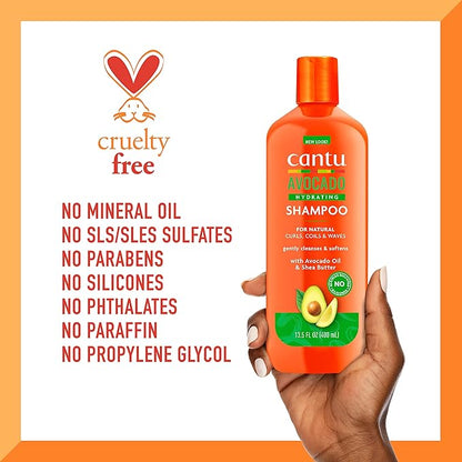 Cantu Avocado Hydrating Sulfate-free Shampoo with Pure Shea Butter, 13.5 oz (Pack of 2)