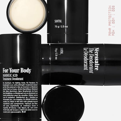 Nécessaire The Deodorant Santal | Aluminum Free Deodorant For Women & Men. Extra Strength Treatment with Mandelic Acid. Free of Baking Soda, Ozokerite & Silicones (75 g/2.5 oz)