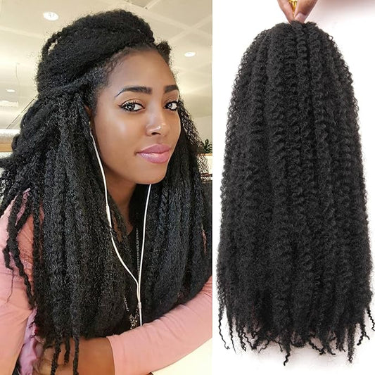 Marley Twist Braiding Hair 18 Inch 8 Packs – Fluffy&Tangle-Free Cuban Twist Hair for Braiding, Natural Look Synthetic Long-Lasting Spring Afro Kinky Twist Hair Extensions (1B)