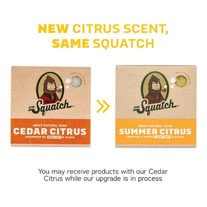 Dr. Squatch Natural Bar Soap for Men - Cold Process Soap with No Harsh Chemicals - Summer Citrus, Cool Fresh Aloe, Gold Moss, Bay Rum & Pine Tar (5 oz, 5-Pack)