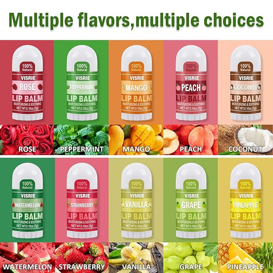 Mini Lip Balm 40 Pack, Natural Lip Balms Bulk with Vitamin E and Coconut Oil, Moisturizing Lip Balm for Dry Cracked lips - 10 Flavors
