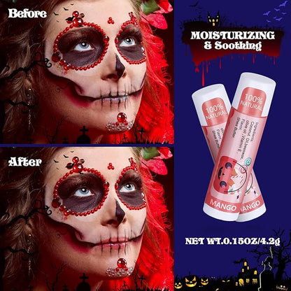 Dmsky Halloween Lip Balm,10 Flavors Natural Lip Balm in Bulk, Moisturizing Lip Balm Stocking Dry Lips, Men Women Kids Party Gifts, Lip Care Set 88 count （4.2g/0.15 Oz)