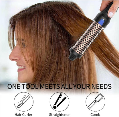 K&K Ceramic Tourmaline Ionic 1.25 Inch Heated Curling Brush - Volumizing Hot Brush for Root Volume, Loose Curls and Styling