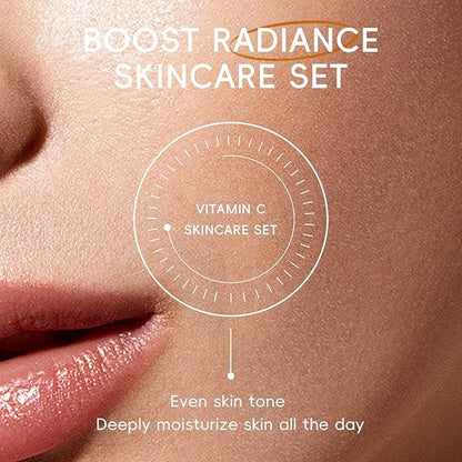 Skincare Set, Vitamin C Serum for Face Skin Care Sets & kits - Cleanser, Serum, Eye Cream & Face Cream, Pamper Gift Sets for Women Teenage Girls, Facial Kit for 4pcs