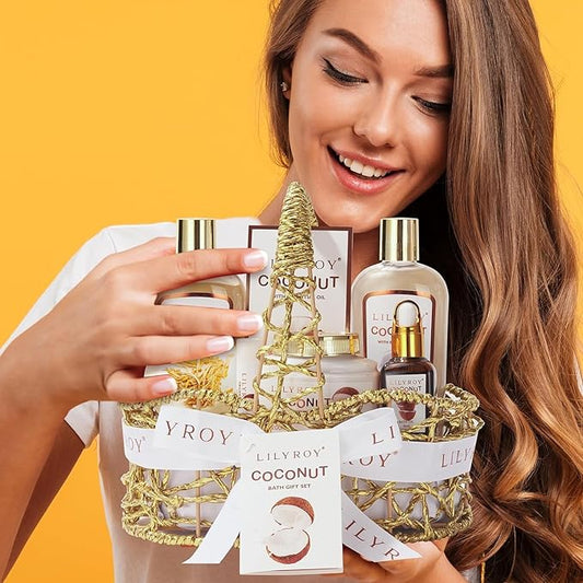Mothers Day Gifts for Mom - 8-Piece Luxury Bath & Body Gift Set for Women, Self Care Kit, Spa Gift Baskets with Bath Bomb | Perfect Christmas, Birthday Gifts for Her, All Occasion Holiday Present