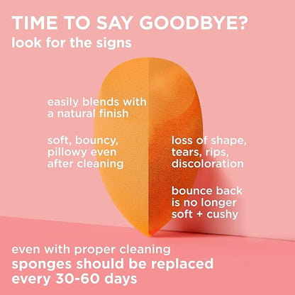 Real Techniques Miracle Complexion Sponge, Beauty Sponge For Makeup Blending & Foundation Application, Full Coverage, Streak-Free Professional Makeup Tool, Cruelty Free, Vegan, Latex Free, 2 Count