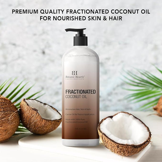 Botanic Hearth Fractionated Coconut Oil For skin 16 fl oz | Liquid Carrier Oil for Diluting Essential Oils - Skin, Lip, Body & Hair Oil Moisturize