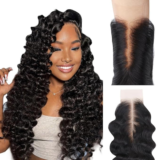 IDN BEAUTY SKINLIKE REAL HD 2X6 Lace Closure Human Hair Scalp-Simulating 0.1mm Ultra Thin HD Closure Pre Bleached Single Knots Pre Plucked Clean Natural Hairlin Natural Black DW 14 Inch